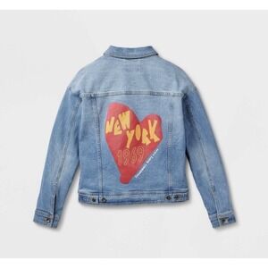 Pride Adult Artist Design New York 1969 Denim Jacket Coat Size Small Light Wash